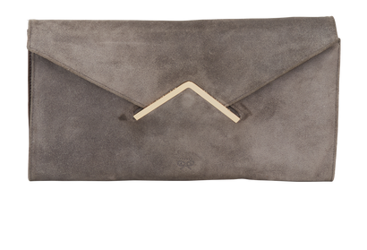 Envelope Clutch, &pound;90, Handbags, Grey, Suede, Front view